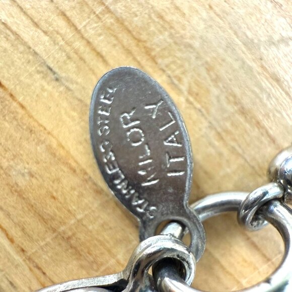 Vintage MILOR Italy Necklace With Caged Faceted Purple Amethyst Beads On Stainle - Picture 3 of 13